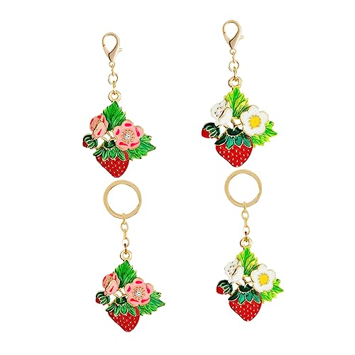 ANDRESLAD Schlüsselanhänger Mit Erdbeerblüte 4er-Pack Metall-schlüsselanhänger Als Taschendekoration Und Schlüsselanhänger- ANDRESLAD Schlüsselanhänger Mit Erdbeerblüte 4er-Pack Metall-schlüsselanhänger Als Taschendekoration Und Schlüsselanhänger- von ANDRESLAD
