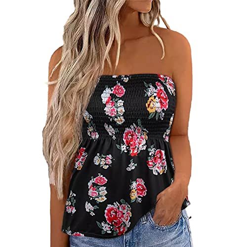 ANGGREK Damen Trägerloses Bandeau Top Lang Schulterfrei Bandeautop Sommer Sexy Schlauchshirt von ANGGREK