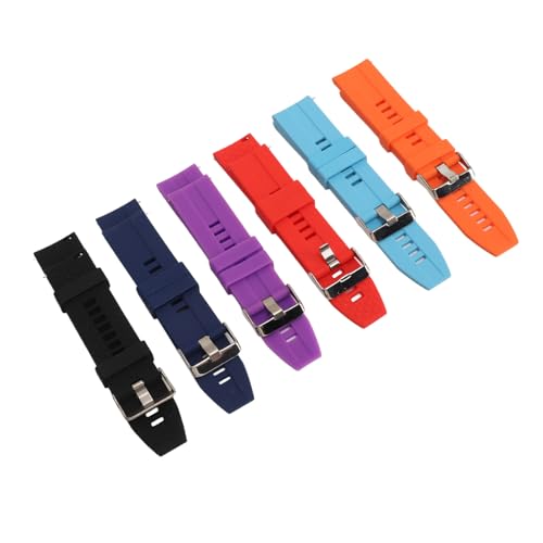 ANGGREK Smartwatch-Armband, 6 Stück, Silikon-Uhrenarmbänder, Schnellverschluss, Verschleißfest, für Damen Zum Austausch (Rot Lila Blau Dunkelblau Orange Schwarz) von ANGGREK