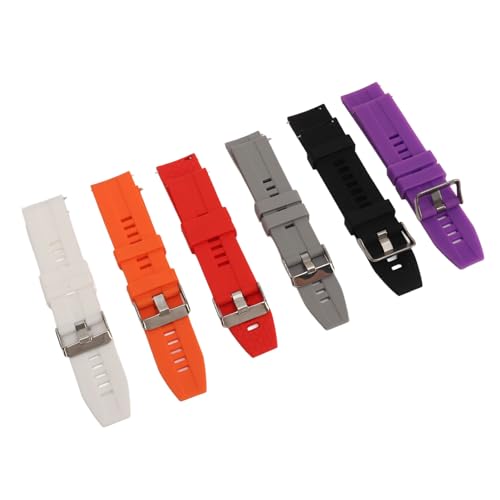 ANGGREK Smartwatch-Armband, 6 Stück, Silikon-Uhrenarmbänder, Schnellverschluss, Verschleißfest, für Damen Zum Austausch (Schwarz Weiß Grau Rot Lila Orange) von ANGGREK