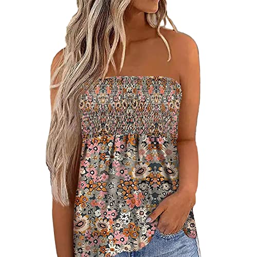 Damen Sommer Sexy Tube Top Casual Gefaltet Plissee Volant Frauen Elastisch Gummizug Weich Stretch Trägerlos Bandeau Boob Bluse Shirt Weste Tops von ANGGREK