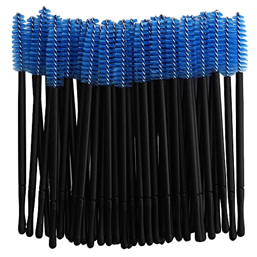 Wimpernbürste Wimpernbürste Wimperntusche,Mascara Zauberstäbe 100 Stück Wimpernverlängerungsbürste Mascara Zauberstäbe Applikator Make-up Pinsel Set für Wimpernverlängerung Spoolie(Blau) von ANGGREK