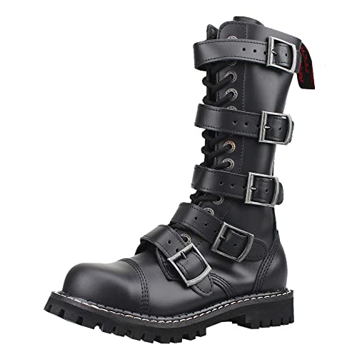 ANGRY ITCH 14 Hole - 5 Buckles Männer Stiefel schwarz EU43 von ANGRY ITCH