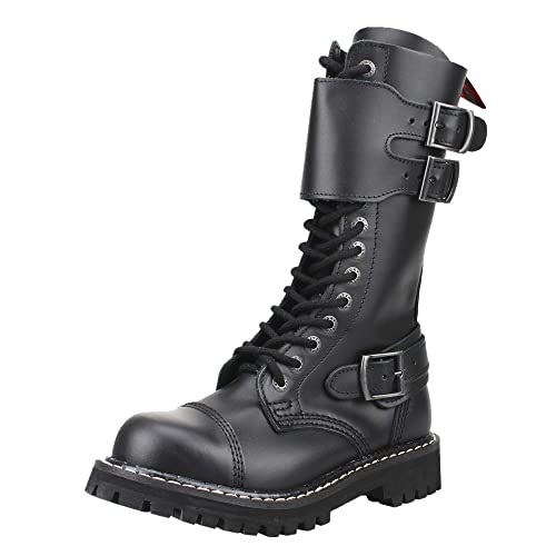 ANGRY ITCH - 14-Loch Front-Plate Stiefel - Leder Schwarz - Größe 39 von ANGRY ITCH