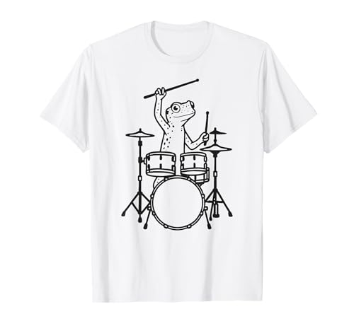 Lustiger Gecko-Drummer, Schlagzeug, Musikliebhaber, Jungen und Mädchen T-Shirt Lustiger Gecko-Drummer, Schlagzeug, Musikliebhaber, Jungen und Mädchen T-Shirt von ANIMALDRUMSNROLL