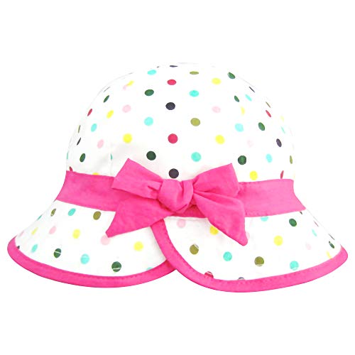 ANIMQUE Baby Mädchen Sonnenhut Baumwolle Fischerhut Prinzessin Kinder Frühling Sommer Hut Süß und Lieblich Schleife Polka Punkte Roserot, 46cm von ANIMQUE