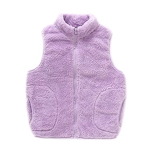 ANIMQUE Kinder Fleece Weste Winter Baby Kleinkind Jungen Mädchen Eltern-Kind Fleeceweste Super Warm Plüsch Shu-Velveteen Ärmellose Jacke Stehkragen mit Reißverschluss, Violett 100 von ANIMQUE