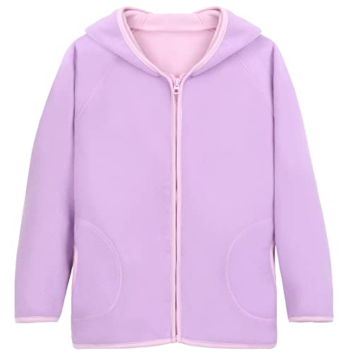 ANIMQUE Kinder Kapuzenjacke Polar Fleece Doppellagig Jungen Mädchen Fleecejacke Reißverschluss Winter Herbst Jacke Warm Sport, Violett 100 von ANIMQUE