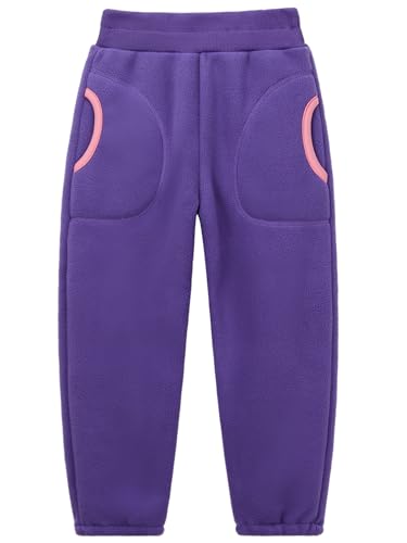 ANIMQUE Kinder Unisex Sweathose Polarfleece Doppelt Verdickt Kleinkind Jungen Mädchen Winter Warm Hose Fleece Gefüttert, Violett 120 von ANIMQUE