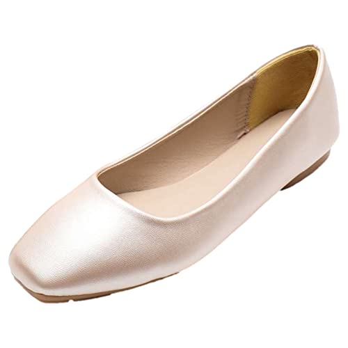 ANUFER Damen Ballerinas Quadratischer Zeh Mikrofaser-Leder Schlüpfen Kleid Pumps Schuhe Rosa Matt SN0707127 EU37 von ANUFER