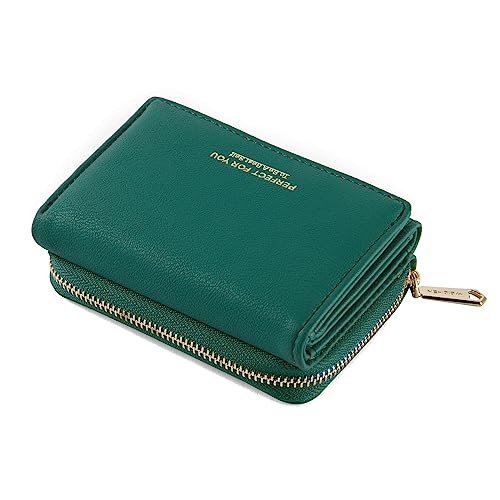 ANYWN Geldbörse Damen klein, Geldbeutel Damen klein, kleines Portemonnaie Damen, Geldtasche klein Damen mit Große Kapazität, Elegante und Süße Damen Geldbeutel mit Großes Münzfach 77-DunkelGrün von ANYWN