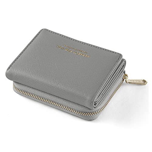 ANYWN Geldbörse Damen klein, Geldbeutel Damen klein, kleines Portemonnaie Damen, Geldtasche klein Damen mit Große Kapazität, Elegante und Süße Damen Geldbeutel mit Großes Münzfach DunkelGrau von ANYWN