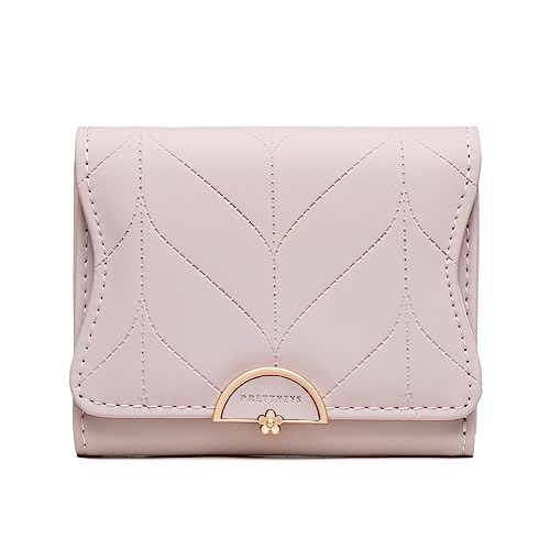 ANYWN Geldbörse Damen klein, Portemonnaie Damen klein viele fächer, Geldtasche klein Damen mit Große Kapazität, Elegante und Süße Damen Geldbeutel mit Großes Münzfach A-Rosa von ANYWN