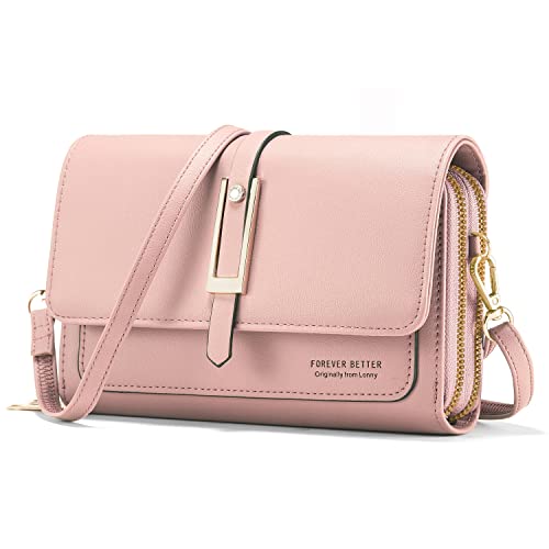 ANYWN Klein Handy Umhängetasche- handytasche mit geldbörse zum umhängen, PU Leder Crossbody Schultertasche Reisepass Handytasche mit Kartenschlitz Verstellbar Abnehmbar Schultergurt von ANYWN