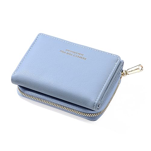 ANYWN Geldbörse Damen klein, Geldbeutel Damen klein, kleines Portemonnaie Damen, Geldtasche klein Damen mit Große Kapazität, Elegante und Süße Damen Geldbeutel mit Großes Münzfach 77-Blau von ANYWN