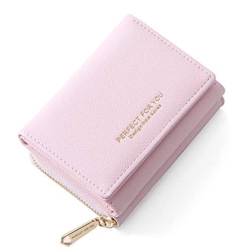 ANYWN Geldbörse Damen klein, Geldbeutel Damen klein, kleines Portemonnaie Damen, Geldtasche klein Damen mit Große Kapazität, Elegante und Süße Damen Geldbeutel mit Großes Münzfach Rosa von ANYWN