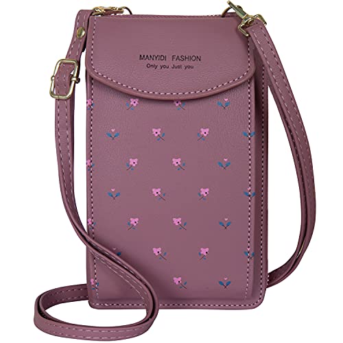 Handy Umhängetasche Damen- Handytasche mit Geldbörse zum umhängen Damen Schultertasche Klein reisepass Handytasche mit Kartenfächer Verstellbar Abnehmbar Schultergurt für Handy unter 6.5‘‘ DunkelRosa von ANYWN