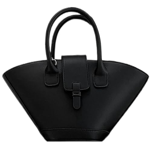 Stilvolle Beuteltasche für Damen, PU-Leder-Handtasche mit Crossbody-Gurt, kleine Tragetasche, Umhängetasche, Hobo-Stil, Schwarz von ANYZSCO