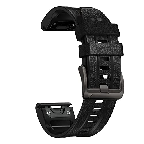 ANZOAT 22 x 26 mm Leder- und Silikonband für Garmin Fenix 7 7X 6 6X Pro 5 5X Plus/Epix/Descent G1 Smart Quick Release Watcband Armband, Quickfit 22mm, Achat von ANZOAT