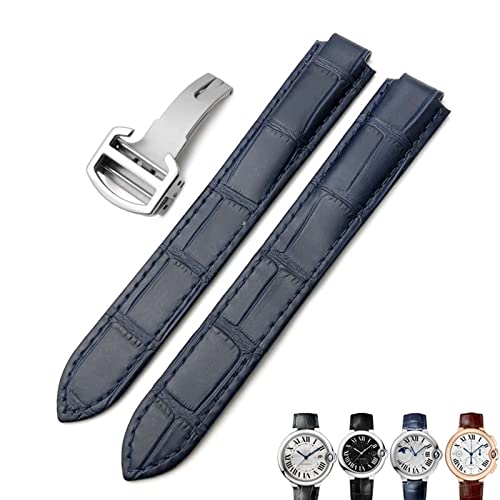 ANZOAT Uhrenarmband aus echtem Leder, 16 mm, 18 mm, 20 mm, schwarz, blau, braun, Faltschnalle, Uhrenarmbänder für Cartier Tank Solo Blue Ballon, 16 mm, Achat von ANZOAT