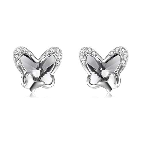 Schmetterling Ohrringe Kinder Sterling Silber 925 Mädchen Ohrstecker, Geburtstagsgeschenke für Frauen Tochter (Weiß) von AOBOCO