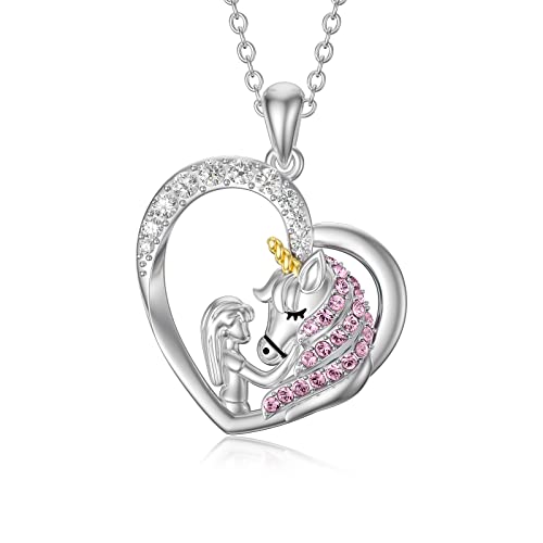 AOBOCO 925 Sterling Silber Einhorn Kette Mädchen, Einhorn Schmuck Geschenke für Mädchen Frauen Tochter von AOBOCO