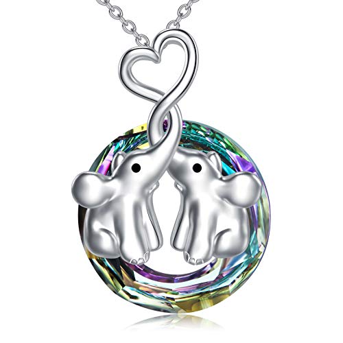 AOBOCO 925 Sterling Silber Elefant Kette Damen, Hochzeitstag Geburtstagsgeschenke für Frauen Freundin (Lila) von AOBOCO