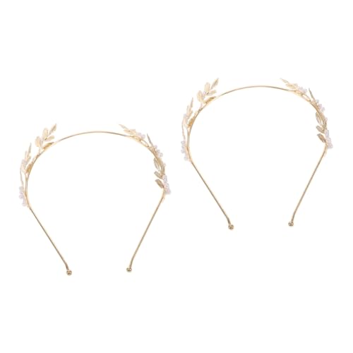 AOKWAWALIY 2 Stück Stirnband Hochzeit Kopfschmuck Damen Kopfschmuck Perlen Haarband Damen Kopfschmuck Mode Haarband Mädchen Kopfschmuck Simulation Perlen Kopfschmuck Damen von AOKWAWALIY