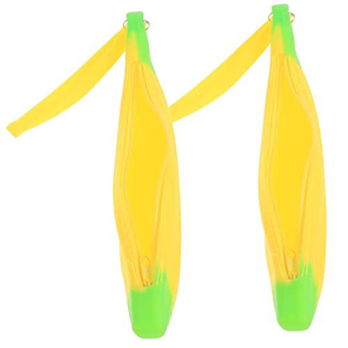 AOKWAWALIY 2 x Silikon-Bananen-Federmäppchen, Fisch-Federmäppchen, Bananenform, Bananenetui, Münzbörse, Silikon-Stifttasche, Stiftetasche, Silikagel, Mädchen, niedlich, Südkorea, siehe abbildung, von AOKWAWALIY