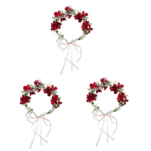 AOKWAWALIY 3 Teiliges Kranz Tiara Mit Blumen Stirnband Für Frauen Blumen Haarkranz Blumenkronen Set Blumenkranz Krone Haariger Kopfschmuck Hochzeit Blumenkrone Künstlicher Kranz von AOKWAWALIY