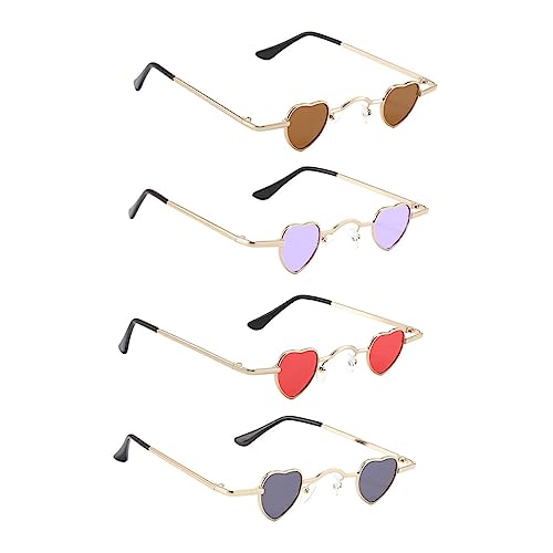 AOKWAWALIY 4 Stück Herz Sonnenbrille Herz Brille Damen Sonnenbrille Herzförmige Sonnenbrille Herren Sonnenbrille Herz Brille Herzförmige Brille Bachelorette Sonnenbrille von AOKWAWALIY