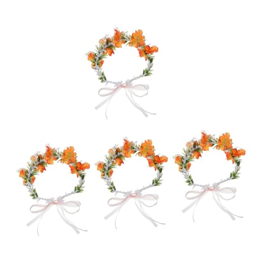 AOKWAWALIY 4 Stück Kranz Tiara Blumenhaarkranz Frauen Blumenkrone Blumenstirnbänder Blumenmädchen Stirnband Blumenpartydekorationen Hochzeit Blumenkrone Fotografie Kranz Requisiten von AOKWAWALIY