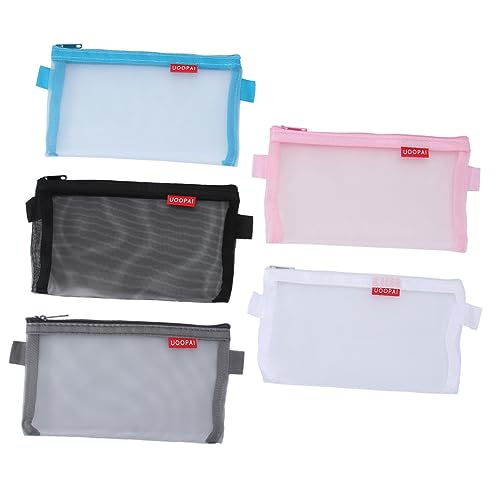 AOKWAWALIY 5st Tragbare Schreibwarentasche Für Federmäppchen Organizer Für Federmäppchen Schreibwarenbehälter Aktentaschen Mesh-federmäppchen Stifttasche Student Groß Gittergewebe Stifthalter von AOKWAWALIY