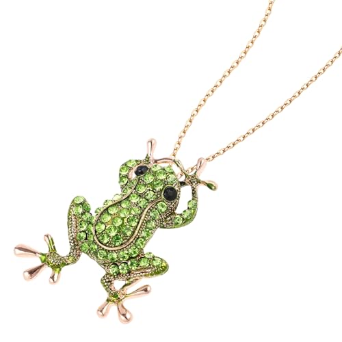 AOKWAWALIY Frosch Brosche Pins Frosch Halskette Frosch Strass Brosche Frosch Charm Anhänger 3D Frosch Halskette Kristall Tier Anhänger Mode Anhänger Halskette Für Frauen Mädchen (Gold) von AOKWAWALIY