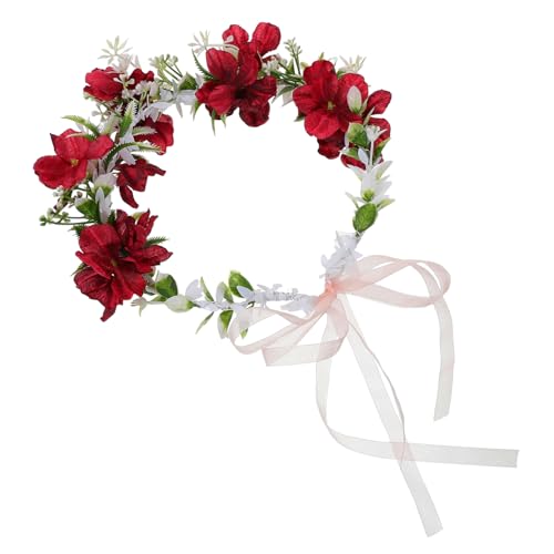 AOKWAWALIY Kranz Tiara Blumenstirnbänder Für Frauen Blumenkrone Blumenkranz Krone Blumenmädchen Stirnband Mädchen Kopfschmuck Requisiten Fotografie Kranz Requisiten Blumenhaarkranz von AOKWAWALIY