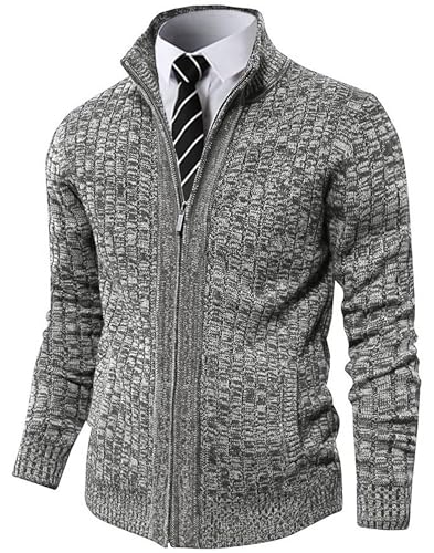 AOLI RAY Herren Strickjacke Stehkragen Cardigan mit Reißverschluß und Taschen Feinstrike Pullover Blended Hellgrau XXL AOLI RAY Herren Strickjacke Stehkragen Cardigan mit Reißverschluß und Taschen Feinstrike Pullover Blended Hellgrau XXL von AOLI RAY