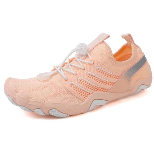 AONEGOLD Barfußschuhe Herren Badeschuhe Damen Wasserschuhe Sommer rutschfest Schwimmschuhe Leicht Aquaschuhe Fitnessschuhe Schnell Trocknen Surfschuhe (1736 Rosa,35EU) von AONEGOLD