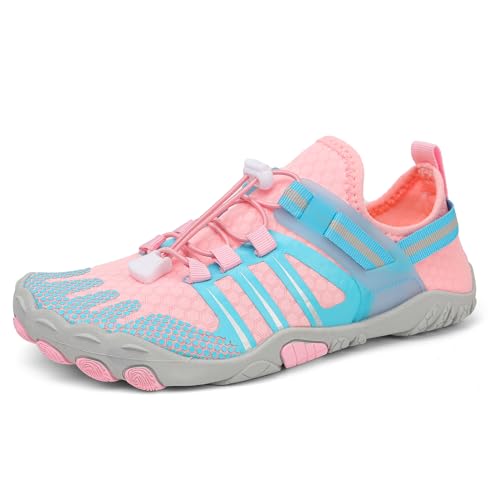 AONEGOLD Barfußschuhe Herren Badeschuhe Damen Wasserschuhe Sommer rutschfest Schwimmschuhe Leicht Aquaschuhe Fitnessschuhe Schnell Trocknen Surfschuhe (706 Rosa,36EU) von AONEGOLD