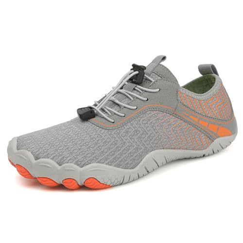 AONEGOLD Barfußschuhe Herren Badeschuhe Damen Wasserschuhe Sommer rutschfest Schwimmschuhe Leicht Aquaschuhe Fitnessschuhe Schnell Trocknen Surfschuhe (8817 Grau,37EU) von AONEGOLD