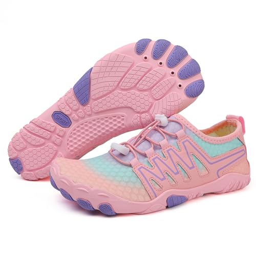 AONEGOLD Barfußschuhe Herren Badeschuhe Damen Wasserschuhe Sommer rutschfest Schwimmschuhe Leicht Aquaschuhe Fitnessschuhe Schnell Trocknen Surfschuhe (907 Rosa,38EU) von AONEGOLD