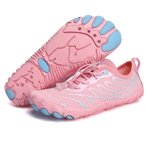 AONEGOLD Barfußschuhe Herren Badeschuhe Damen Wasserschuhe Sommer rutschfest Schwimmschuhe Leicht Aquaschuhe Fitnessschuhe Schnell Trocknen Surfschuhe (Rosa,35EU) von AONEGOLD