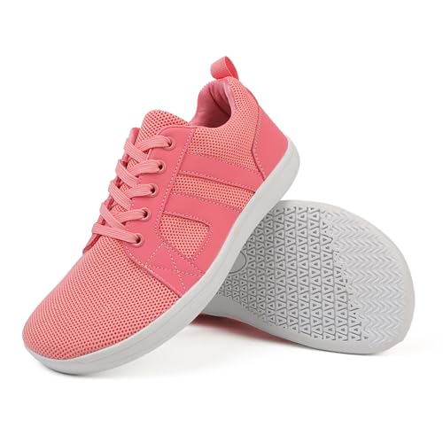 AONEGOLD Barfußschuhe Herren Damen Breite Barfuss Schuhe Zero Drop Solhe Leicht Traillaufschuhe Walkingschuhe Fitnessschuhe Laufschuhe Minimalistische Sneaker (Rosa/37EU) von AONEGOLD