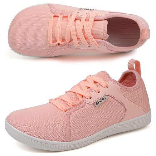 AONEGOLD Breite Barfuss Schuhe Herren Barfußschuhe Damen Zero Drop Solhe Leicht Traillaufschuhe Walkingschuhe Fitnessschuhe Laufschuhe Minimalistische Sneaker (Rosa-38EU) von AONEGOLD