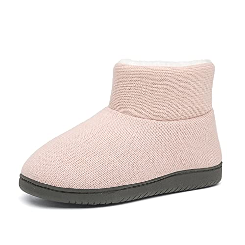 AONEGOLD Hausschuhe Damen Herren Hausstiefel Warm rutschfest Winter Hüttenschuhe Plüsch Pantoffeln Stiefel Outdoor/Indoor(Rosa-1173,44/45EU) von AONEGOLD