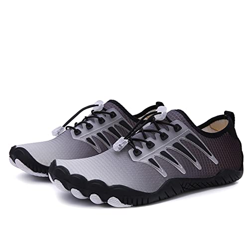 AONETIGER Badeschuhe Herren Wasserschuhe Damen Strandschuhe Sommer Atmungsaktiv Barfußschuhe rutschfeste Schwimmschuhe Surfschuhe Aquaschuhe Fitnessschuhe(Schwarz Grau,35EU) von AONETIGER