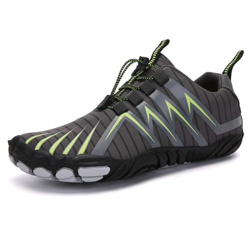 AONETIGER Barfußschuhe Damen Herren Traillaufschuhe Fitnessschuhe Atmungsakiv Leichte Barfussschuhe rutschfest Outdoor Wanderschuhe(A23 Grau,37EU) von AONETIGER