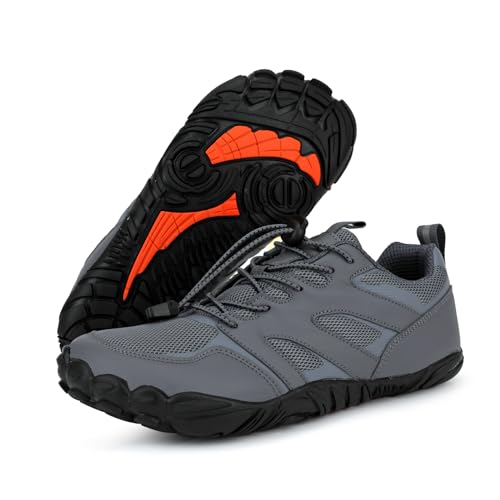 AONETIGER Barfußschuhe Herren Damen Wanderschuhe Outdoor Traillaufschuhe Zehenschuhe Wanderstiefe (Größe 36EU,Tiefes Grau) von AONETIGER