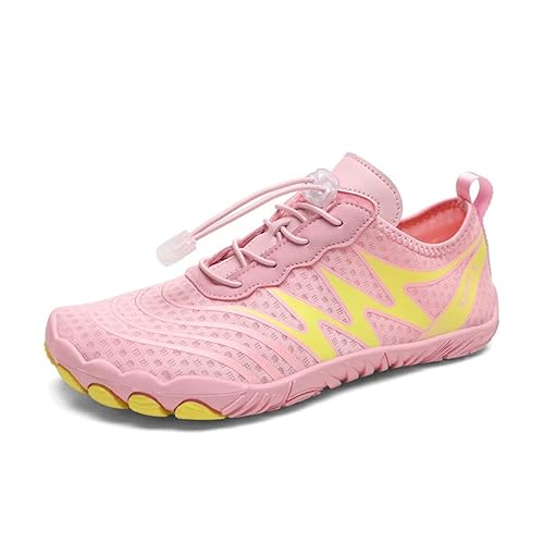 AONETIGER Barfußschuhe Herren Wasserschuhe Damen Badeschuhe Aquaschuhe Sommer Quick Dry Strandschuhe Atmungsaktiv rutschfeste Schwimmschuhe Surfschuhe Fitnessschuhe(6253 Rosa,38EU) von AONETIGER