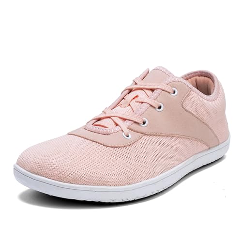 AONETIGER Unisex Barfußschuhe Damen Herren Breite Barfuss Schuhe Weich Bequem Walkingschuhe Fitnessschuhe Trailrunning Barfussschuhe Sneaker(038 Rosa,37EU) von AONETIGER