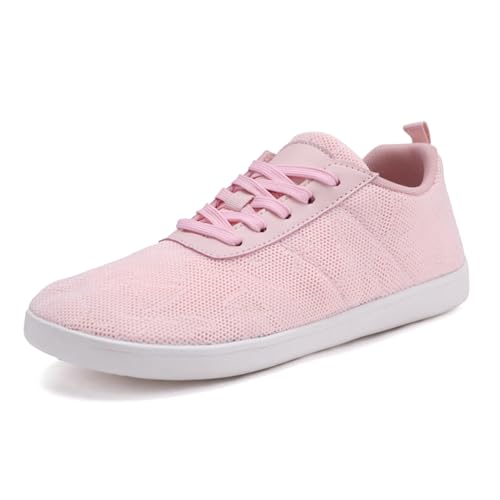 AONETIGER Unisex Barfußschuhe Damen Herren Breite Barfuss Schuhe Weich Bequem Walkingschuhe Fitnessschuhe Trailrunning Barfussschuhe Sneaker(2508 Rosa,41EU) von AONETIGER